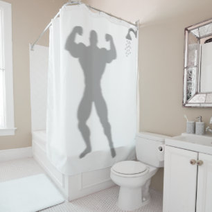 Body Builder Man Funny Silhouette Shadow Behind Duschvorhang