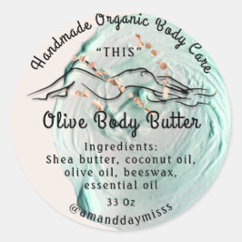 Body Butter Balm Care Packing Rose Logo Aqua Runder Aufkleber