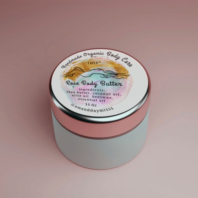 Body Butter Balm Care Packing Rose Paint Stroke Runder Aufkleber (Von Creator hochgeladen)