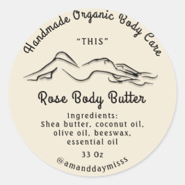 Body Butter Balm Care Packung Schwarze Rose Runder Aufkleber