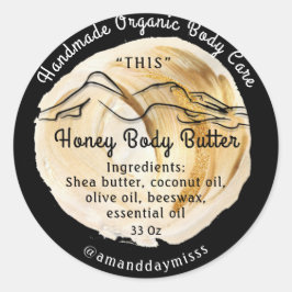 Body Butter Balm Care Verpackung Gold Black Runder Aufkleber