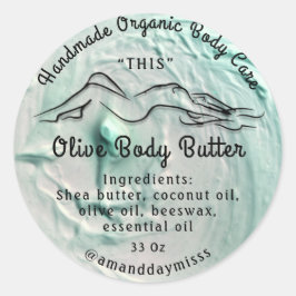 Body Butter Balm Care Verpackung Seidenaqua Runder Aufkleber