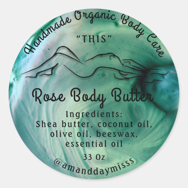 Body Butter Balm Care Verpackung Tropisches grünes Runder Aufkleber (Vorderseite)