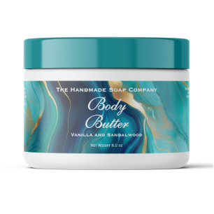 Body Butter Jar Label - Aquamariner blauer Marmor Wasserflaschenetikett