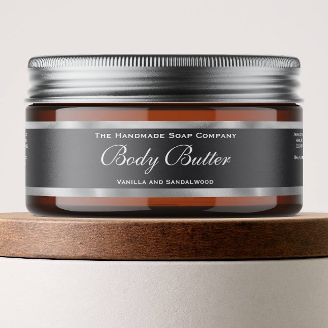 Body Butter Jar Label - Graue und Imitate Silberfo (Von Creator hochgeladen)