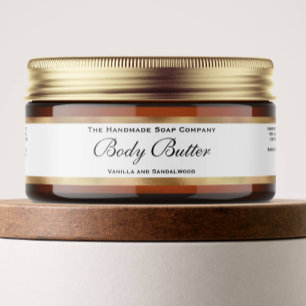 Body Butter Jar Label - Weiße, schwarze Gold-Grenz