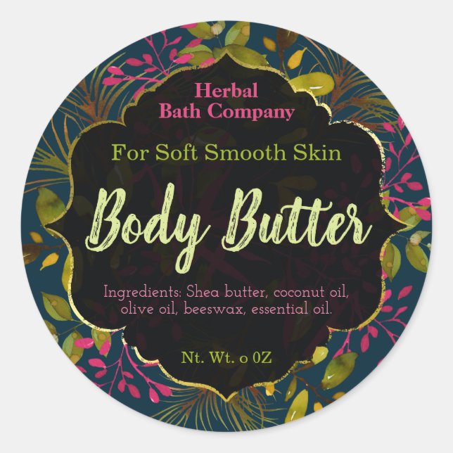 Body Butter Labels Runder Aufkleber (Vorderseite)