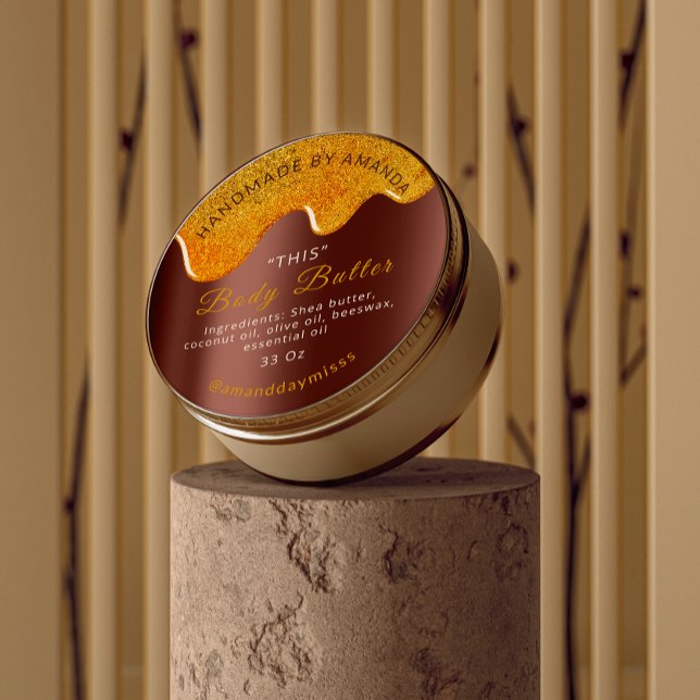 Body Butter Tropfen Produkt Verpackung Honigschoko Runder Aufkleber (Von Creator hochgeladen)
