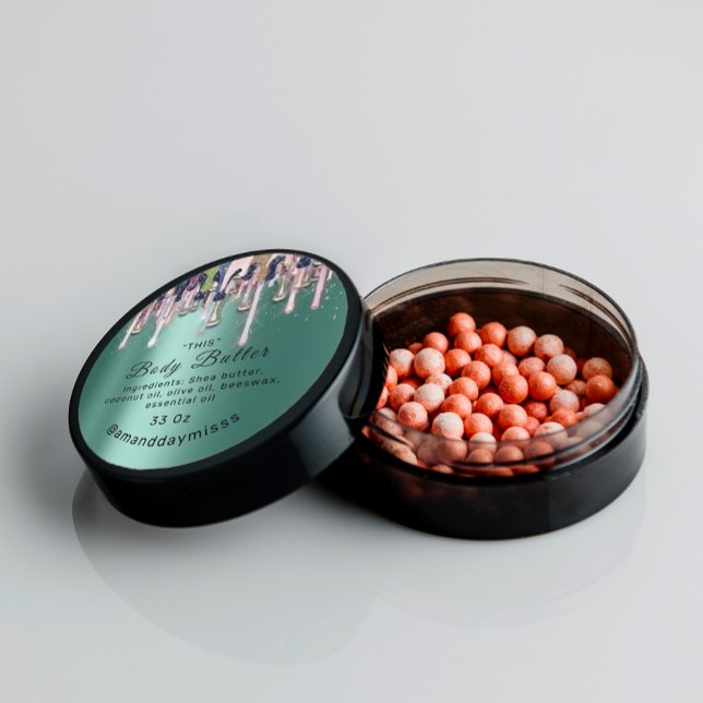 Body Butter Verpackung Online Beauty Shop Mint Tro Runder Aufkleber (Body Butter Packaging Online Beauty Shop Mint Drip Classic Round Sticker)
