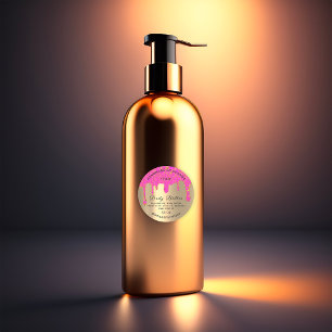 Body Butter Verpackung Rosa Tropfen Gold Runder Aufkleber