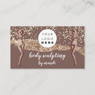 Body Care Fashion Logo QR Code Rose Glitzer Bikini Visitenkarte