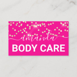 Body Care Makeup Logo Pink Gold Confetti Visitenkarte