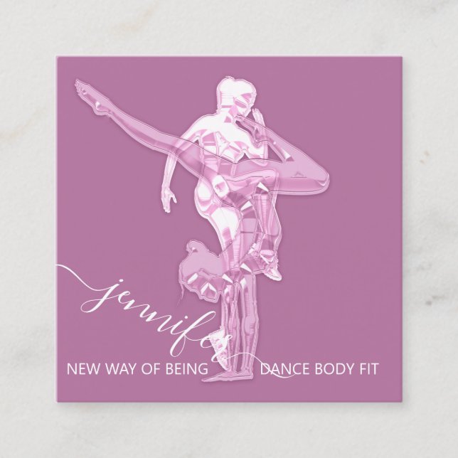 Body Fitness Dance Couch QRCODE Logo Pink Pastell Quadratische Visitenkarte (Vorderseite)