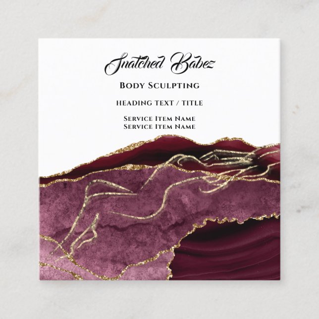 Body Logo Massage Modellieren Gold WELLNESS-CENTER Quadratische Visitenkarte (Vorderseite)