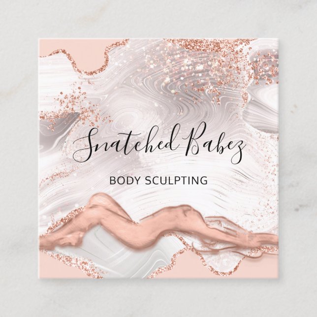 Body Logo Massage Skulpting WELLNESS-CENTER Marble Quadratische Visitenkarte (Vorderseite)