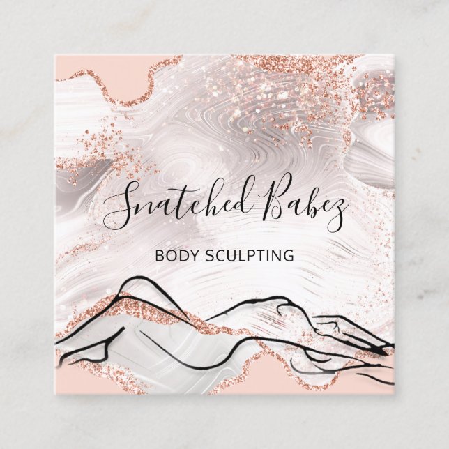 Body-Logo-Massage Skulpting WELLNESS-CENTER Marmor Quadratische Visitenkarte (Vorderseite)