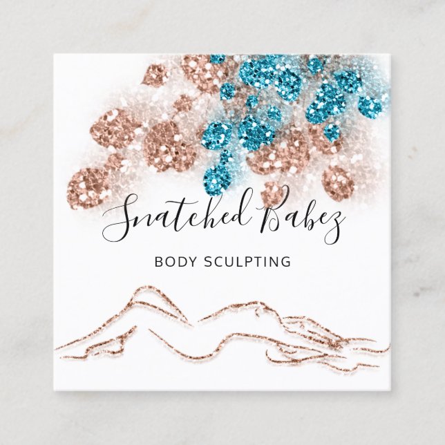 Body-Logo-Massage Skulptur QRCODE-Rose Aquamarin B Quadratische Visitenkarte (Vorderseite)