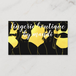 Body Logo QRCode Bikini Unterwäsche Shop Gold Schw Visitenkarte