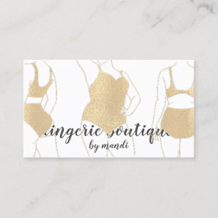 Body Logo QRCode Bikini Unterwäsche Shop Gold Weiß Visitenkarte