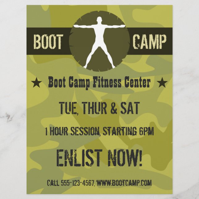 Body Madness Boot Camp Grüne Camouflage Fitness Fl Flyer (Vorne)