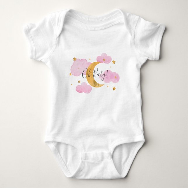 Body Para Bebé Oh Baby! Moon & Stars rosa Baby Strampler (Vorderseite)