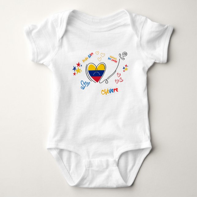 Body para Bebé Venezuela – Corazón con Bandera  Baby Strampler (Vorderseite)