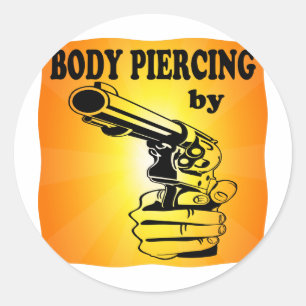 Body Piercing by ...... GUN Runder Aufkleber
