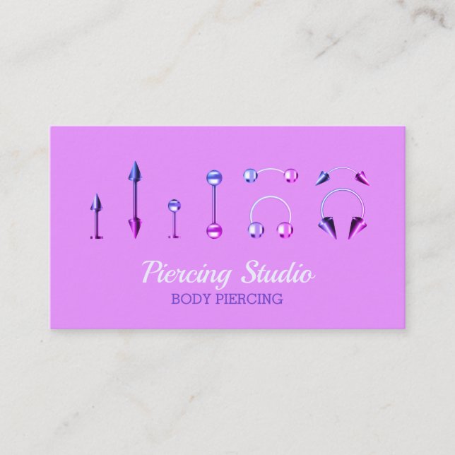Body Piercing Studio elegant Visitenkarte (Vorderseite)
