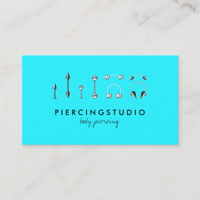 Body Piercing Tattoo Aquamarin Visitenkarte (Vorderseite)