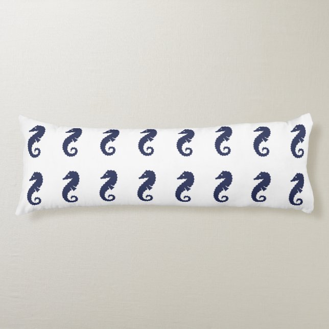 Body Pillow - Sea Horses (Navy Blue) Seitenschläferkissen (Vorderseite)