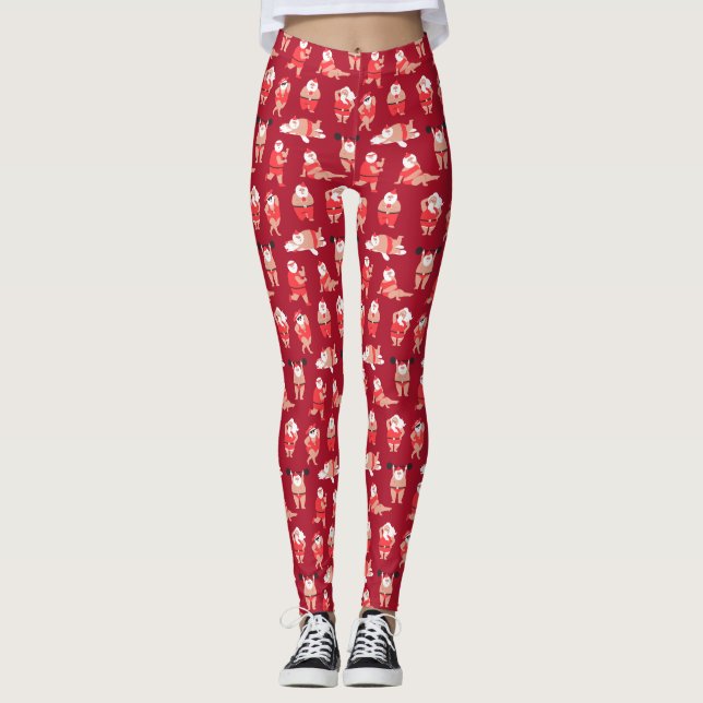 Body Positive Santa Holiday Wrapping Paper Leggings (Vorderseite)