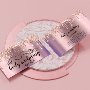 Body Sclupting Beauty Logo Glitzer Tropfen Eggplan Visitenkarte