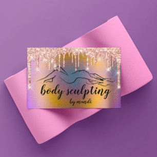 Body Sclupting Beauty Logo Glitzer Tropfen Hologra Visitenkarte