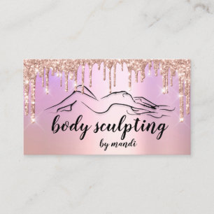 Body Sclupting Beauty Logo Glitzer Tropfen Lila Visitenkarte