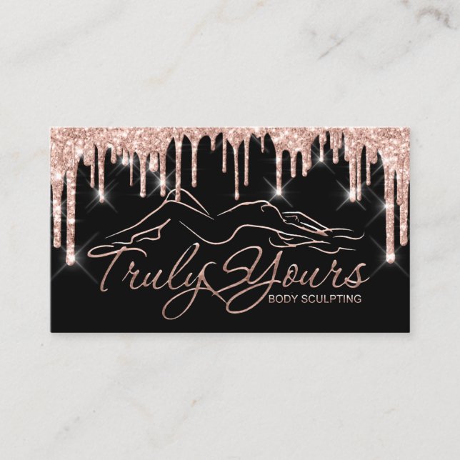Body Sclupting Beauty Logo Glitzer Tropfen Visitenkarte (Vorderseite)