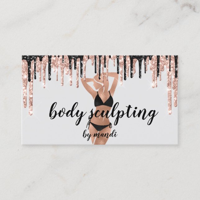 Body Sclupting Massage Logo Black Bikini QR Code Visitenkarte (Vorderseite)