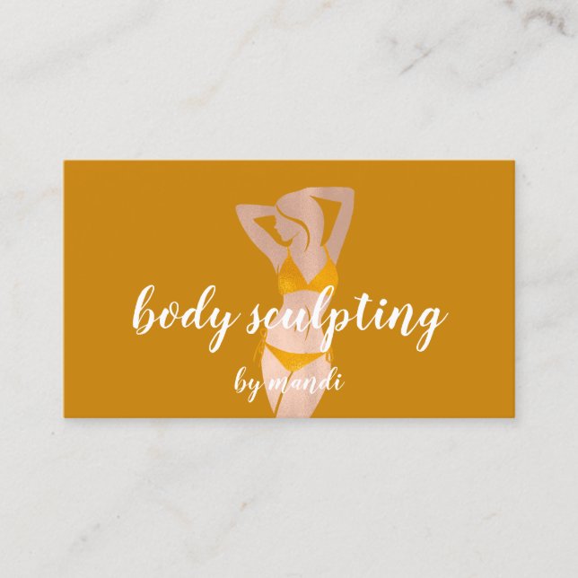 Body Sclupting Massage Logo Rose Yellow Bikini QR Visitenkarte (Vorderseite)
