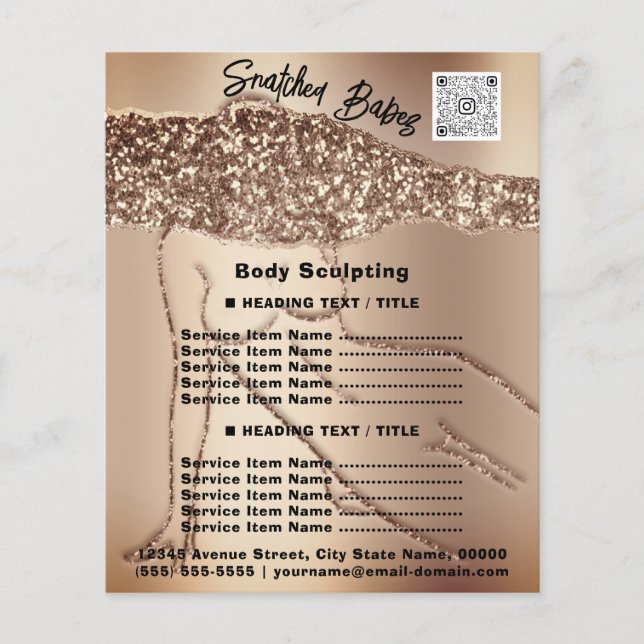 Body Sculpting Beauty Hair Salon QR LOGO Glitzer F Flyer (Vorne)