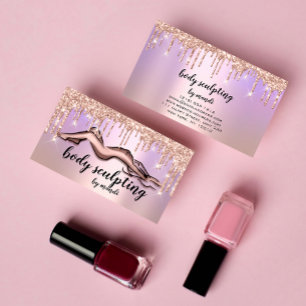 Body Sculpting Beauty Logo Glitzer Tropfen Rose Visitenkarte