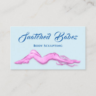 Body Sculpting Beauty Logo Massage QRCODE BluePink Visitenkarte
