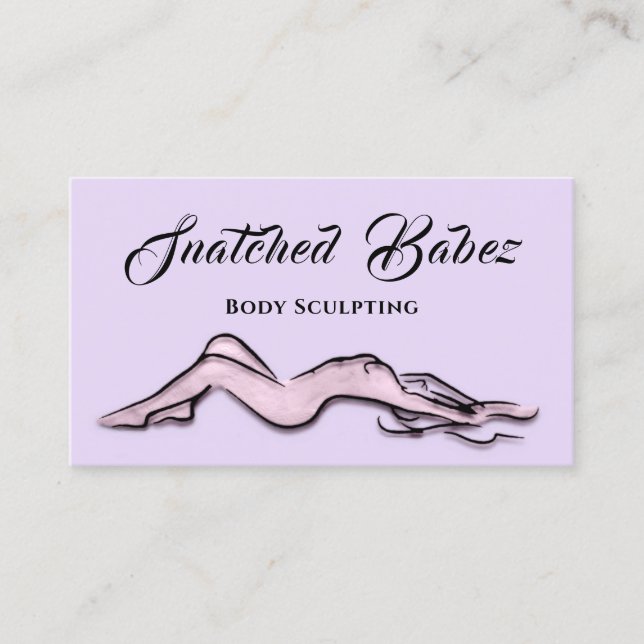 Body Sculpting Beauty Logo Massage QRCODE Lila Visitenkarte (Vorderseite)