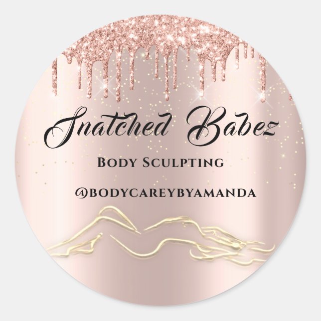 Body Sculpting Beauty Logo Massage Tropfen Rose Go Runder Aufkleber (Vorderseite)