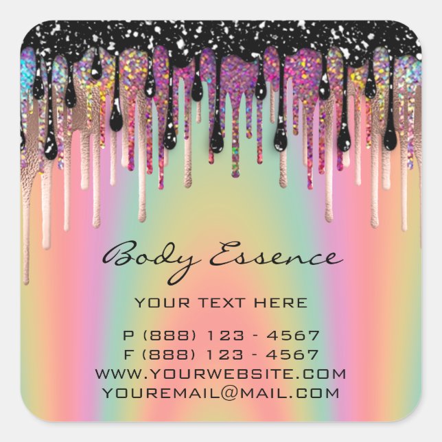 Body Soap Balm Kosmetikshop Tropfen Rose Quadratischer Aufkleber (Vorderseite)