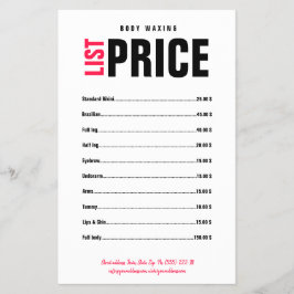 Body Waxing Wax Boutique Fett Pink Lettern Flyer