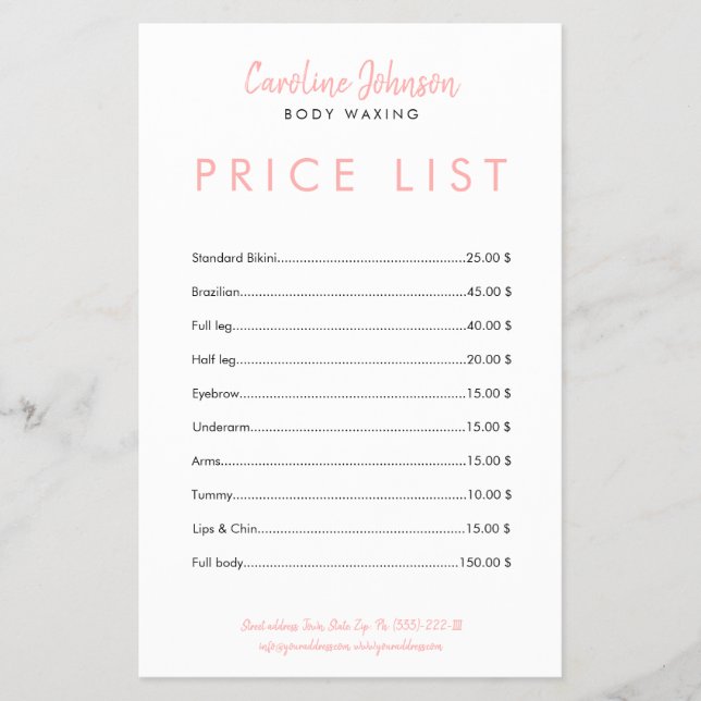 Body Waxing Wax Boutique Minimaler Text Design Fly Flyer (Vorne)