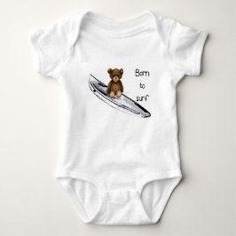 Body weißes Baby „Born to surf“ mit Teddy Strampler