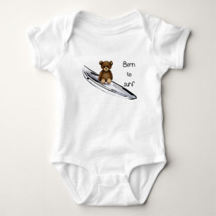 Body weißes Baby „Born to surf“ mit Teddy Strampler