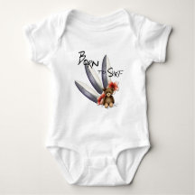 Body weißes Baby „Born to surf“, Teddy und Blumen