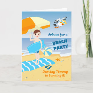 Bodyboard Junge Spaß Strand Geburtstagsparty Einladung