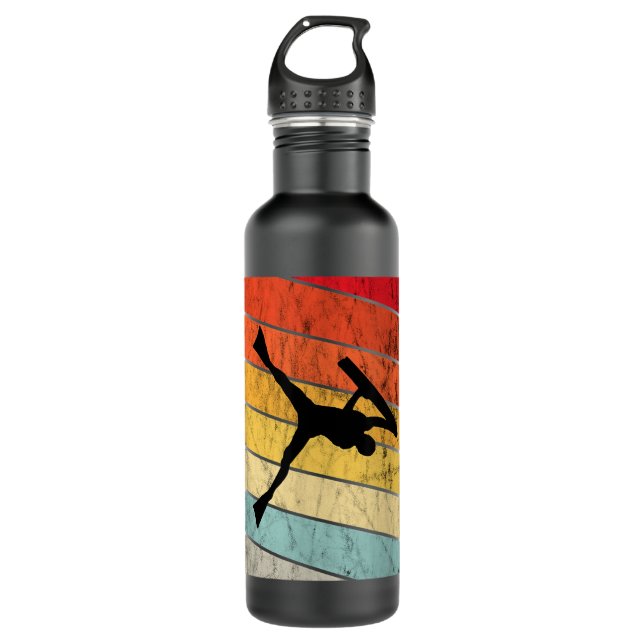 Bodyboarder Retro Vintag Sunset Bodyboarding Wind Edelstahlflasche (Vorderseite)